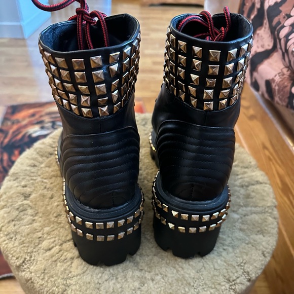 Cape Robbin Black and Gold Studded Combat Boots - Picture 3 of 8